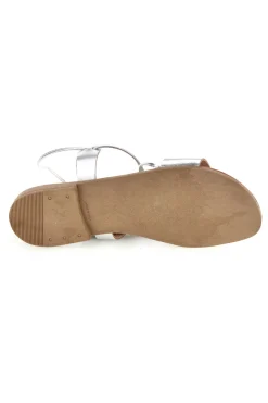 Sandali argento in vera pelle con lacci 711BIS-PRIMA RIGA New