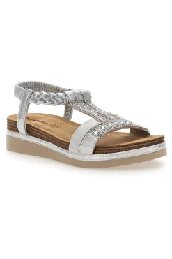 Sandali bassi con strass e fascia intrecciata 11 MF-INBLU