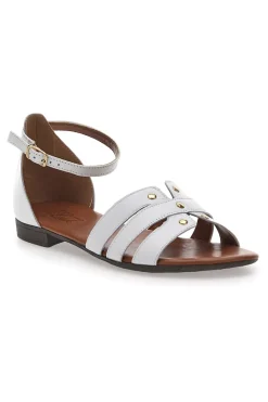 Sandali Bassi Bianchi con Borchiette 225485-PITTARELLO LOOK Sale