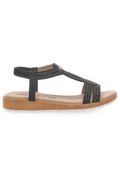 Sandali bassi neri con strass LR253420-MIO TEMPO Hot