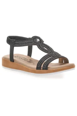 Sandali bassi neri con strass LR253420-MIO TEMPO Hot