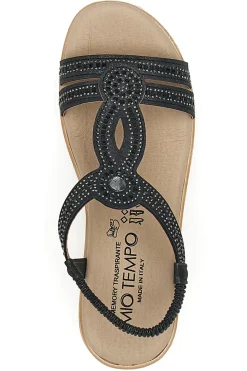 Sandali bassi neri con strass LR253420-MIO TEMPO Hot