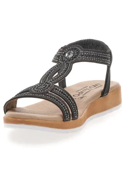 Sandali bassi neri con strass LR253420-MIO TEMPO Hot