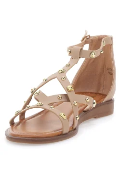 Sandali beige con borchie e cinturino alla caviglia JXSS25T6-MON DIEU Hot