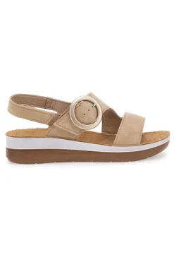 Sandali beige con cinturino comfort e zeppa leggera 21FT-INBLU Outlet