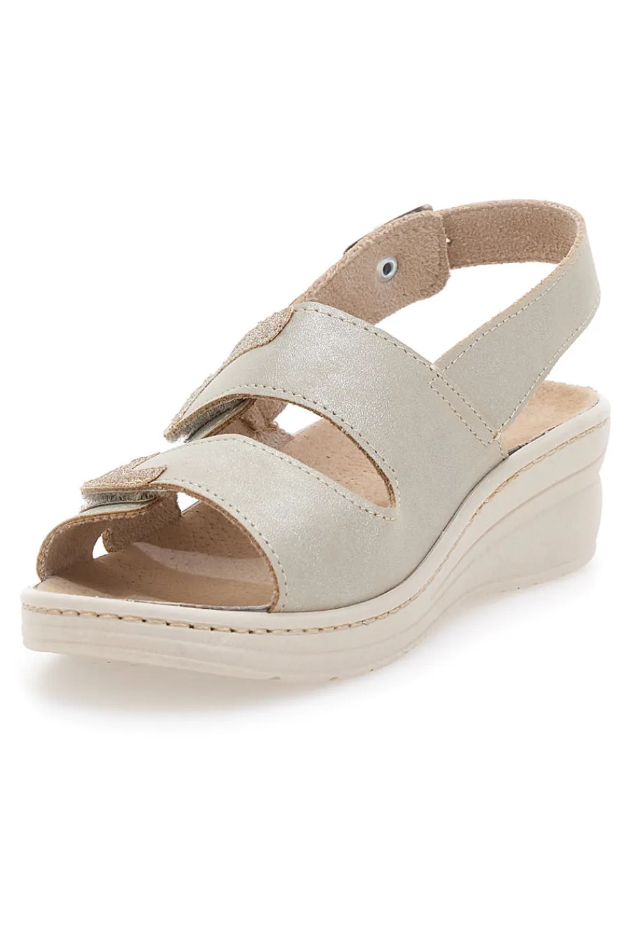 Sandali Beige con Cinturino e Sottopiede in Pelle 183-PRIMA RIGA Hot