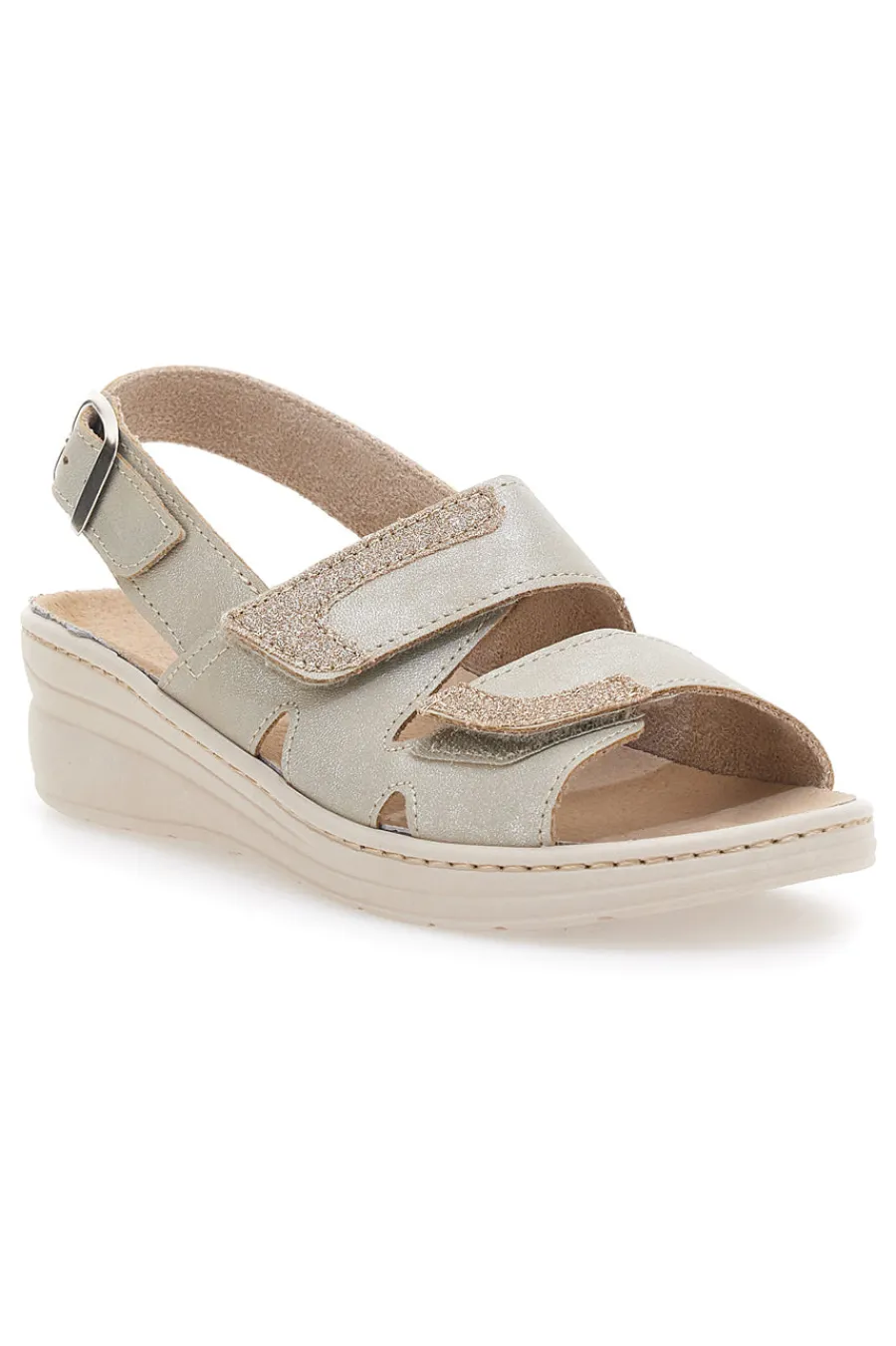 Sandali Beige con Cinturino e Sottopiede in Pelle 183-PRIMA RIGA Hot