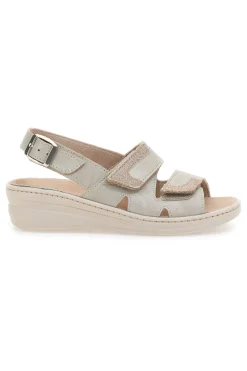 Sandali Beige con Cinturino e Sottopiede in Pelle 183-PRIMA RIGA Hot