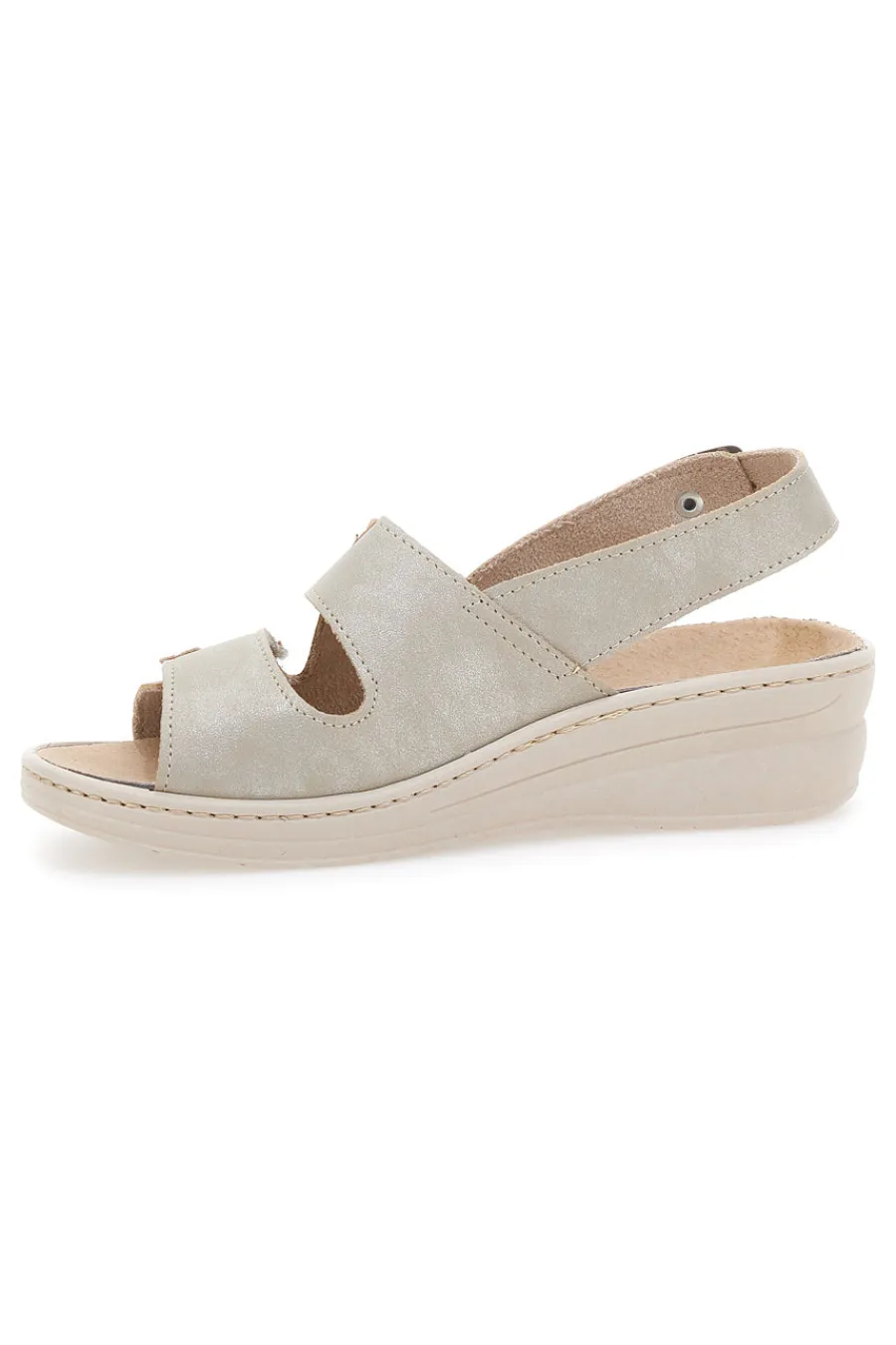 Sandali Beige con Cinturino e Sottopiede in Pelle 183-PRIMA RIGA Hot