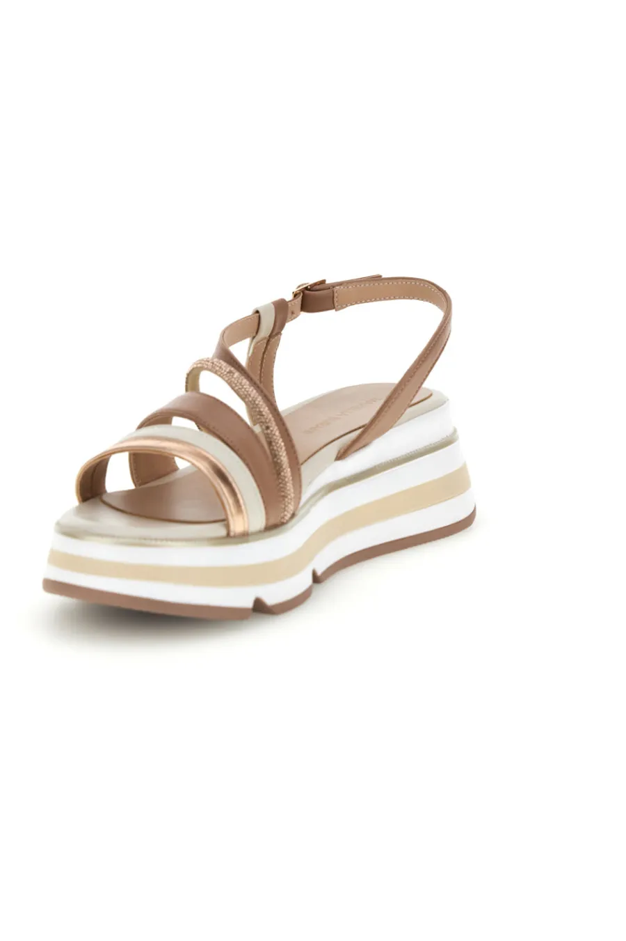 Sandali beige con fasce incrociate e zeppa Burani 52192C1579-MARIELLA BURANI Sale