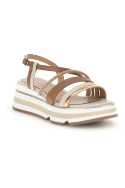 Sandali beige con fasce incrociate e zeppa Burani 52192C1579-MARIELLA BURANI Sale