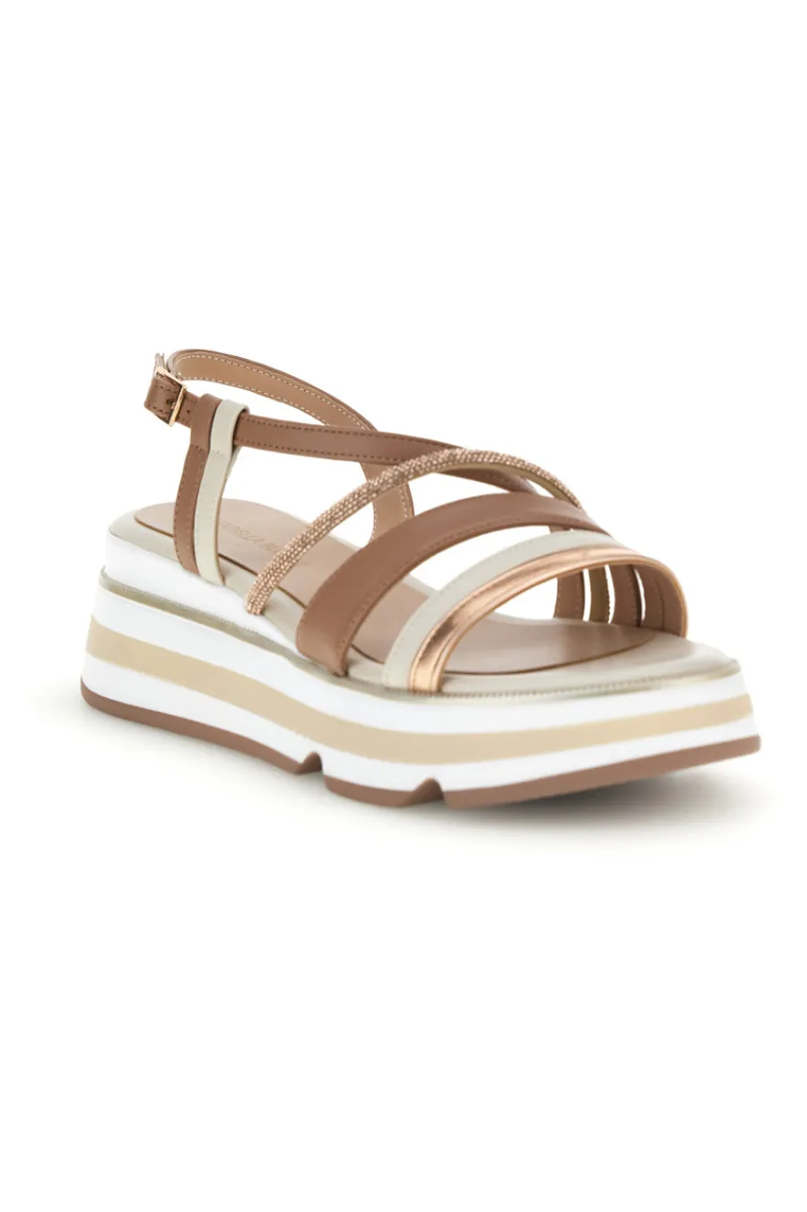 Sandali beige con fasce incrociate e zeppa Burani 52192C1579-MARIELLA BURANI Sale