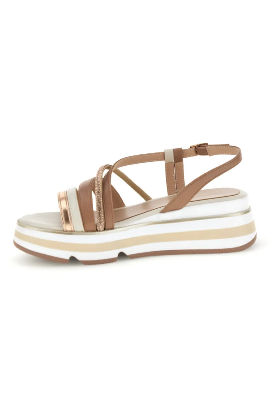 Sandali beige con fasce incrociate e zeppa Burani 52192C1579-MARIELLA BURANI Sale