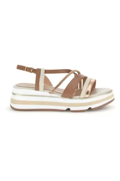 Sandali beige con fasce incrociate e zeppa Burani 52192C1579-MARIELLA BURANI Sale