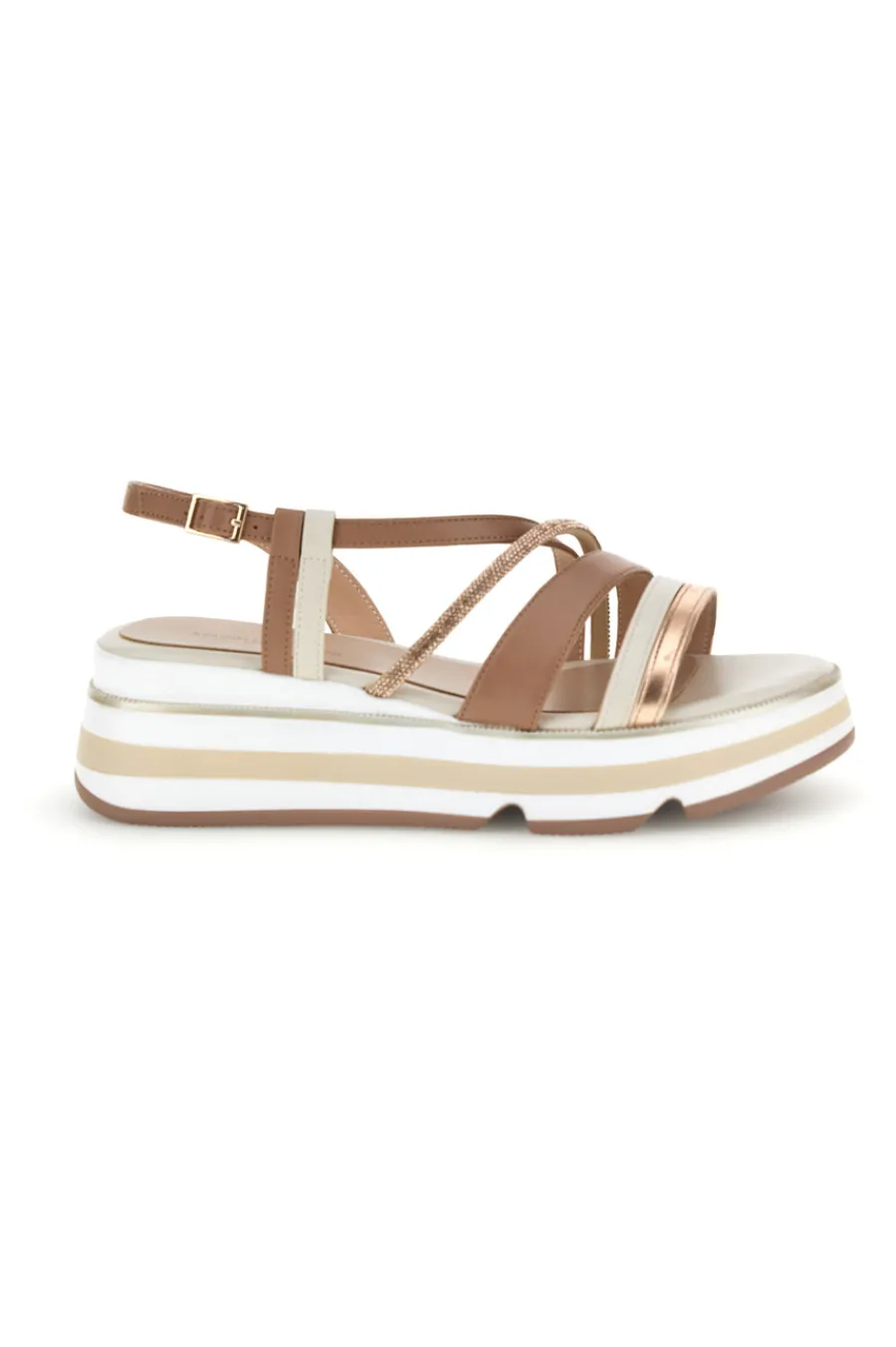 Sandali beige con fasce incrociate e zeppa Burani 52192C1579-MARIELLA BURANI Sale