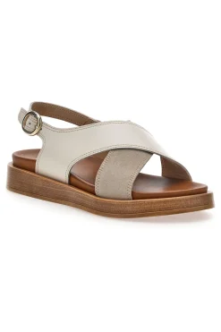 Sandali beige con fasce incrociate bicolore 28053NAL-PITTARELLO FOCUS Hot