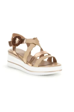 Sandali beige con fasce ondulate e zeppa Burani 52194C1582-MARIELLA BURANI New