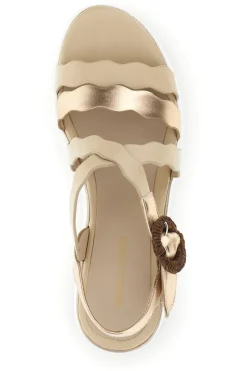 Sandali beige con fasce ondulate e zeppa Burani 52194C1582-MARIELLA BURANI New