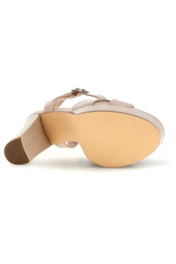 Sandali beige con plateau e tacco largo P712-FIRST LADY Online