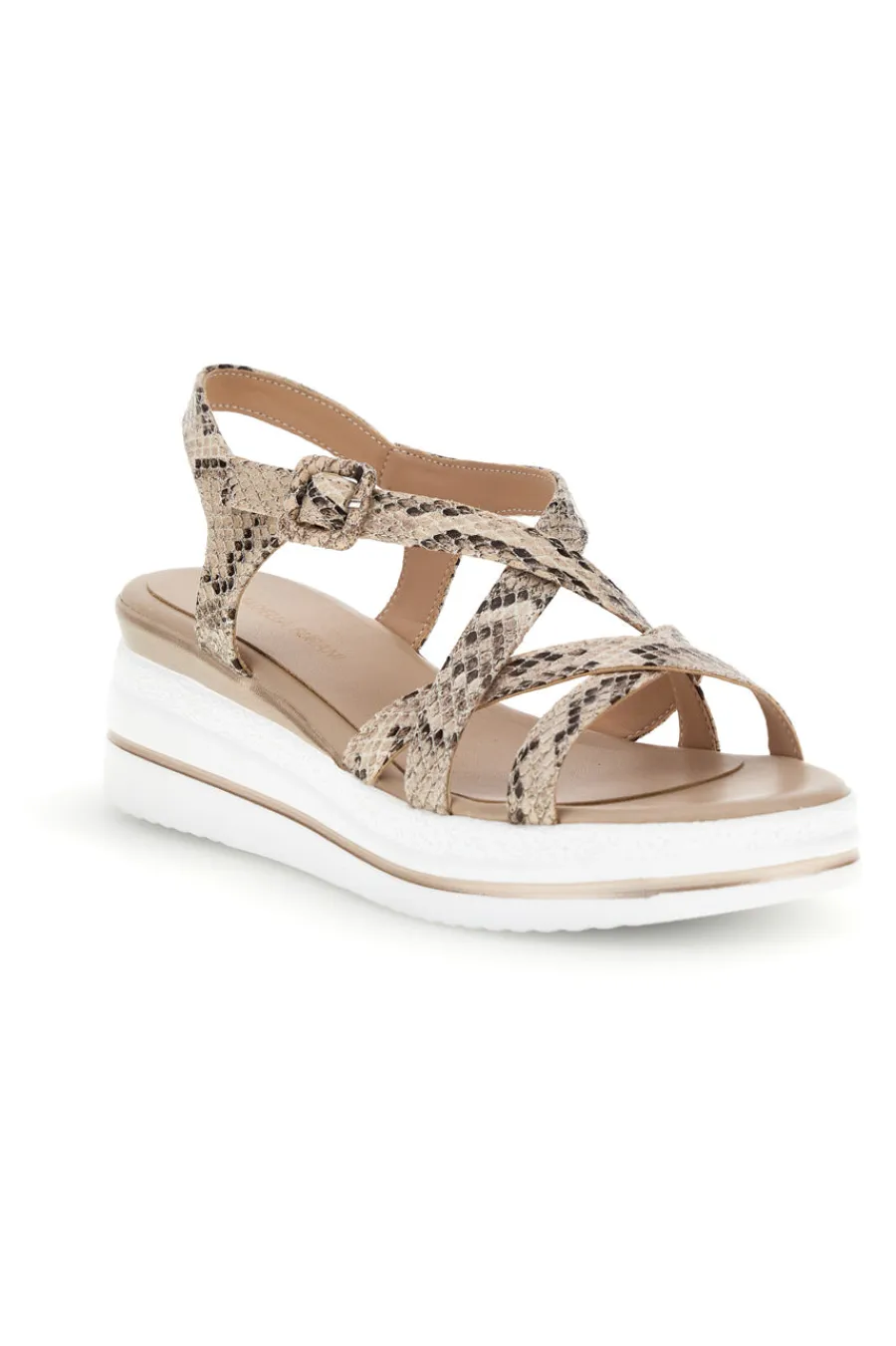 Sandali beige con stampa animalier e zeppa Burani 52195C1583-MARIELLA BURANI Online