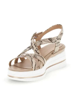 Sandali beige con stampa animalier e zeppa Burani 52195C1583-MARIELLA BURANI Online