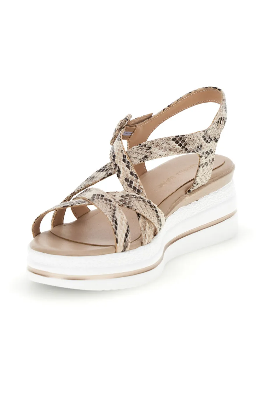 Sandali beige con stampa animalier e zeppa Burani 52195C1583-MARIELLA BURANI Online