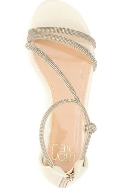 Sandali Beige Con Strass e Cinturino alla Caviglia 680-MON DIEU Clearance