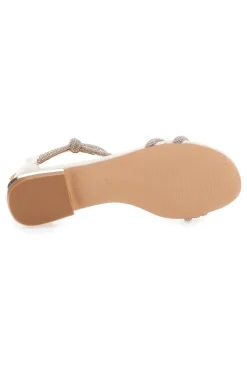 Sandali Beige Con Strass e Cinturino alla Caviglia 680-MON DIEU Clearance