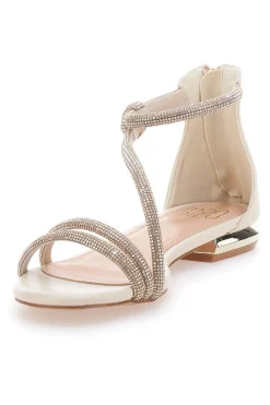Sandali Beige Con Strass e Cinturino alla Caviglia 680-MON DIEU Clearance