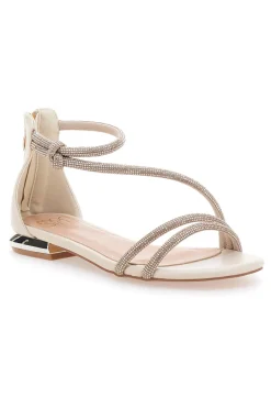 Sandali Beige Con Strass e Cinturino alla Caviglia 680-MON DIEU Clearance