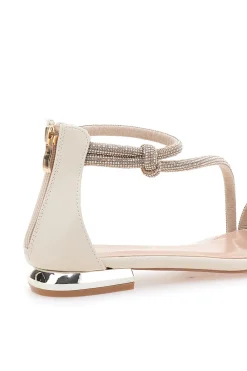 Sandali Beige Con Strass e Cinturino alla Caviglia 680-MON DIEU Clearance