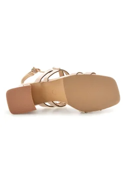 Sandali beige con tacco largo e cinturino 9739-LAURA BIAGIOTTI Clearance