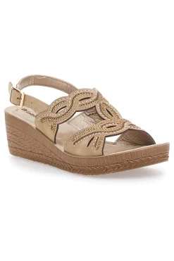 Sandali beige con zeppa decorati 14 GO-INBLU New