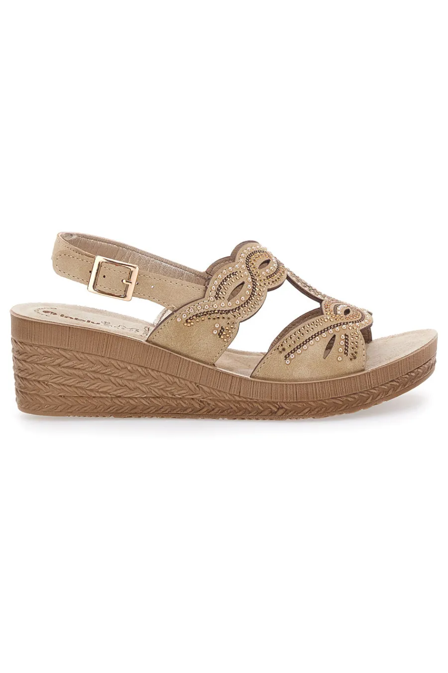 Sandali beige con zeppa decorati 14 GO-INBLU New