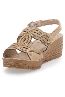 Sandali beige con zeppa decorati 14 GO-INBLU New