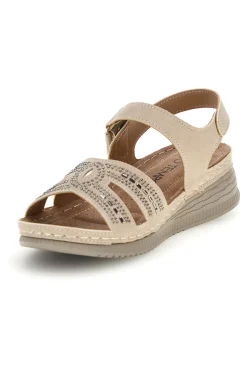 Sandali con Zeppa e Brillantini Q17729-MIO TEMPO New