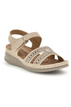 Sandali con Zeppa e Brillantini Q17729-MIO TEMPO New
