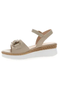 Sandali Beige con Zeppa e Dettaglio Gioiello 51304-MARIELLA BURANI