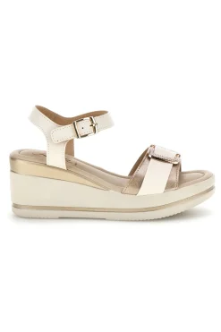 Sandali Beige con zeppa e fibbia decorativa MK3705258-PITTARELLO LOOK Outlet