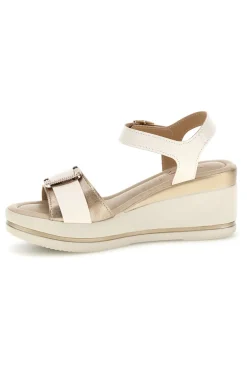 Sandali Beige con zeppa e fibbia decorativa MK3705258-PITTARELLO LOOK Outlet