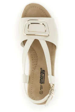 Sandali Beige con zeppa e fibbia decorativa E474-ENERGY