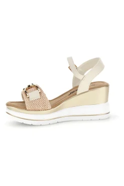 Sandali Beige con zeppa e fibbia decorativa E430-ENERGY Online