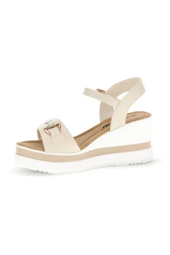 Sandali beige con zeppa e memory soft E488-ENERGY New