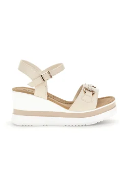 Sandali beige con zeppa e memory soft E488-ENERGY New