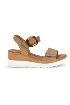 Sandali beige con zeppa made in Italy 11076005-PLOCADI New