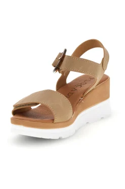 Sandali beige con zeppa made in Italy 11076005-PLOCADI New