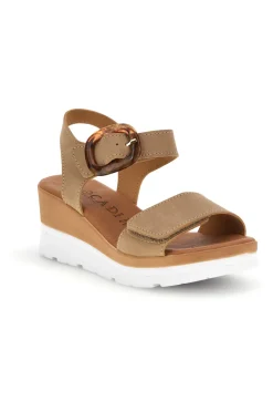 Sandali beige con zeppa made in Italy 11076005-PLOCADI New