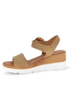 Sandali beige con zeppa made in Italy 11076005-PLOCADI New