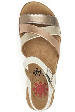 Sandali beige e oro con zeppa 67172670201-RELIFE Online