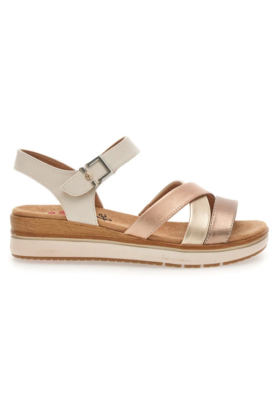 Sandali beige e oro con zeppa 67172670201-RELIFE Online